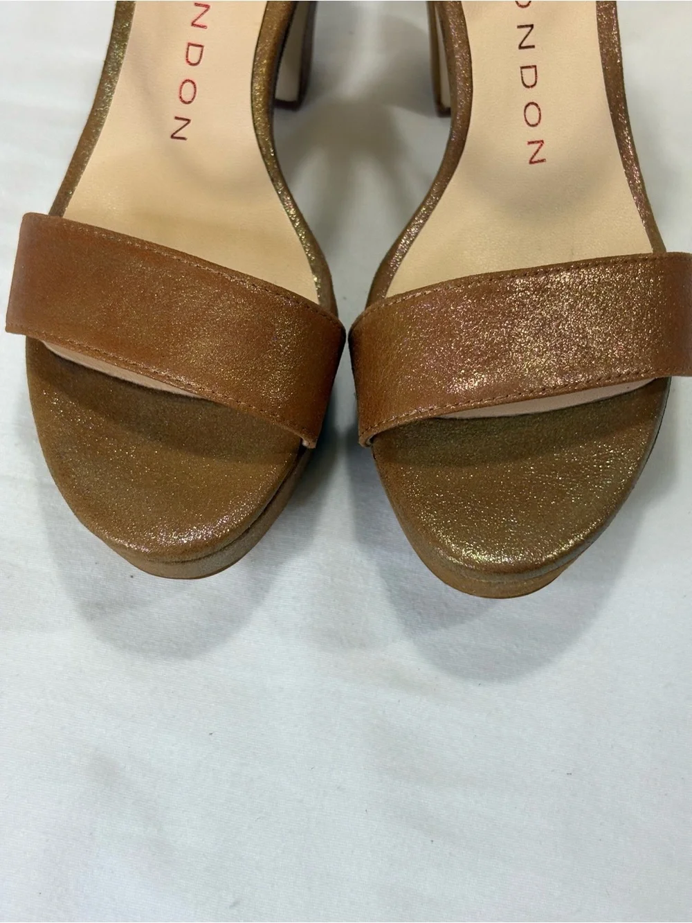 SACHA LONDON EWISE Brown Platform Sandal Fine Snakeskin Shimmer 7.5 EUC $156